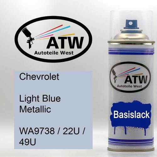 Chevrolet, Light Blue Metallic, WA9738 / 22U / 49U: 400ml Sprühdose, von ATW Autoteile West.